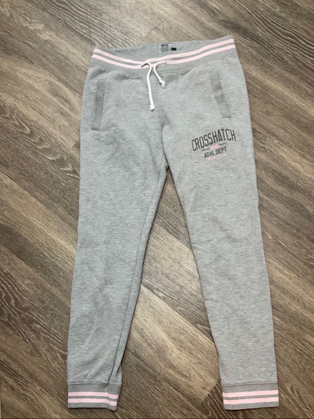Girls' Grey Sweatpants with Pink Trim